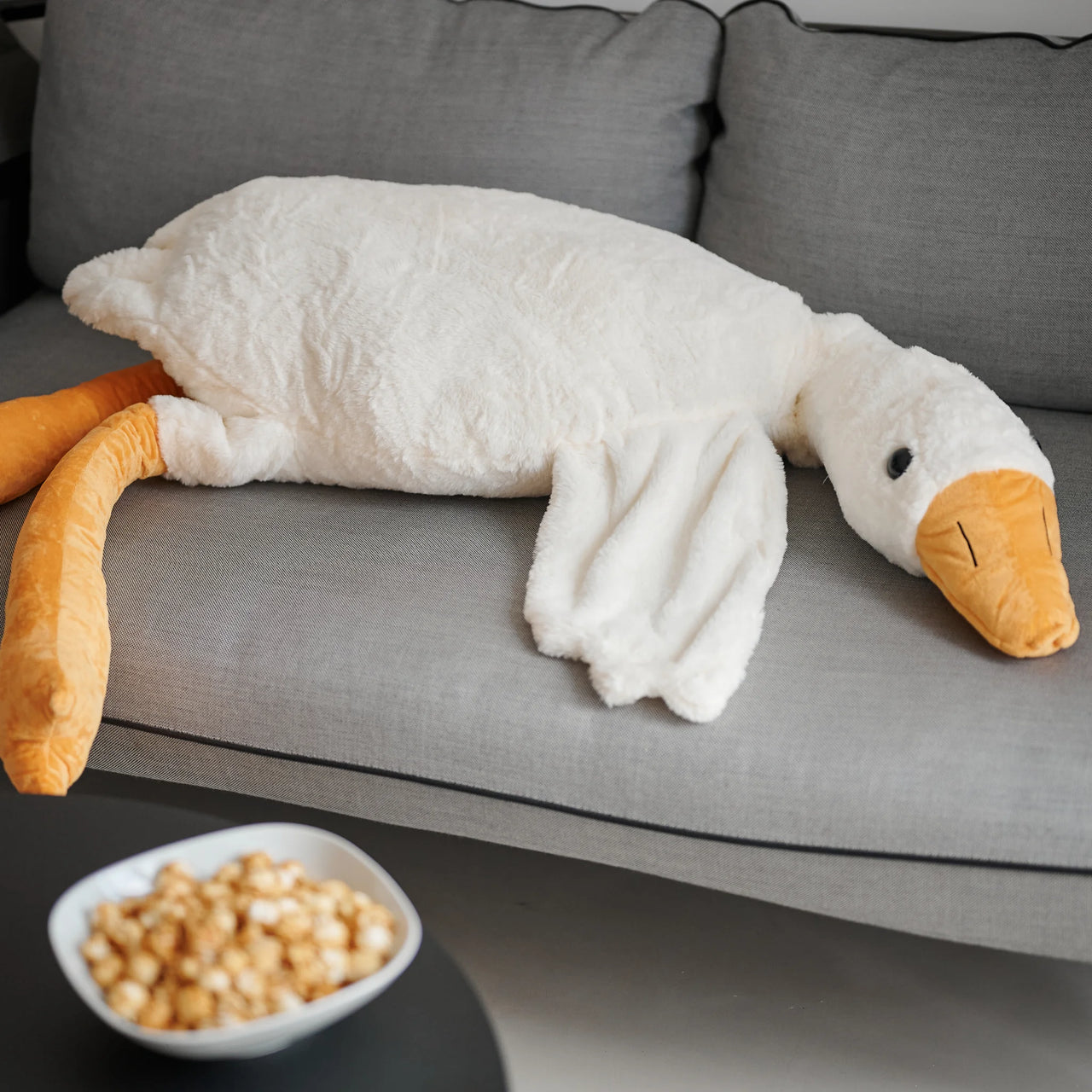 Devache Ursula The Giant Stuffed Animal Goose Curious Goose Plush Pillow White