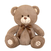 Thumbnail for Classic Big Soft plush teddy bear with satin ribbon bow and embroidered paw pads | Brown color