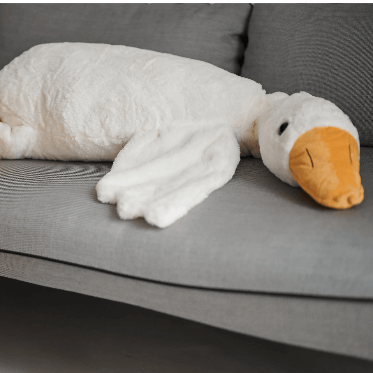 Devache Ursula The Giant Stuffed Animal Goose Curious Plush Pillow White