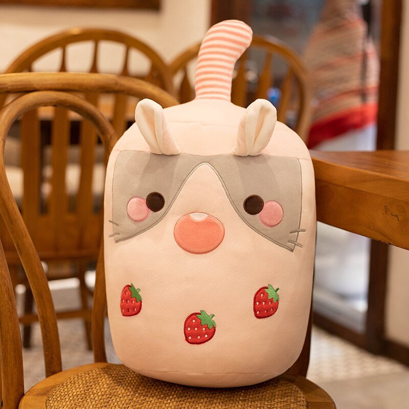 Devache Kawaii Plushies Cuddly Cat, Rabbit & Dog Bubble Tea Cup Plushie Toys